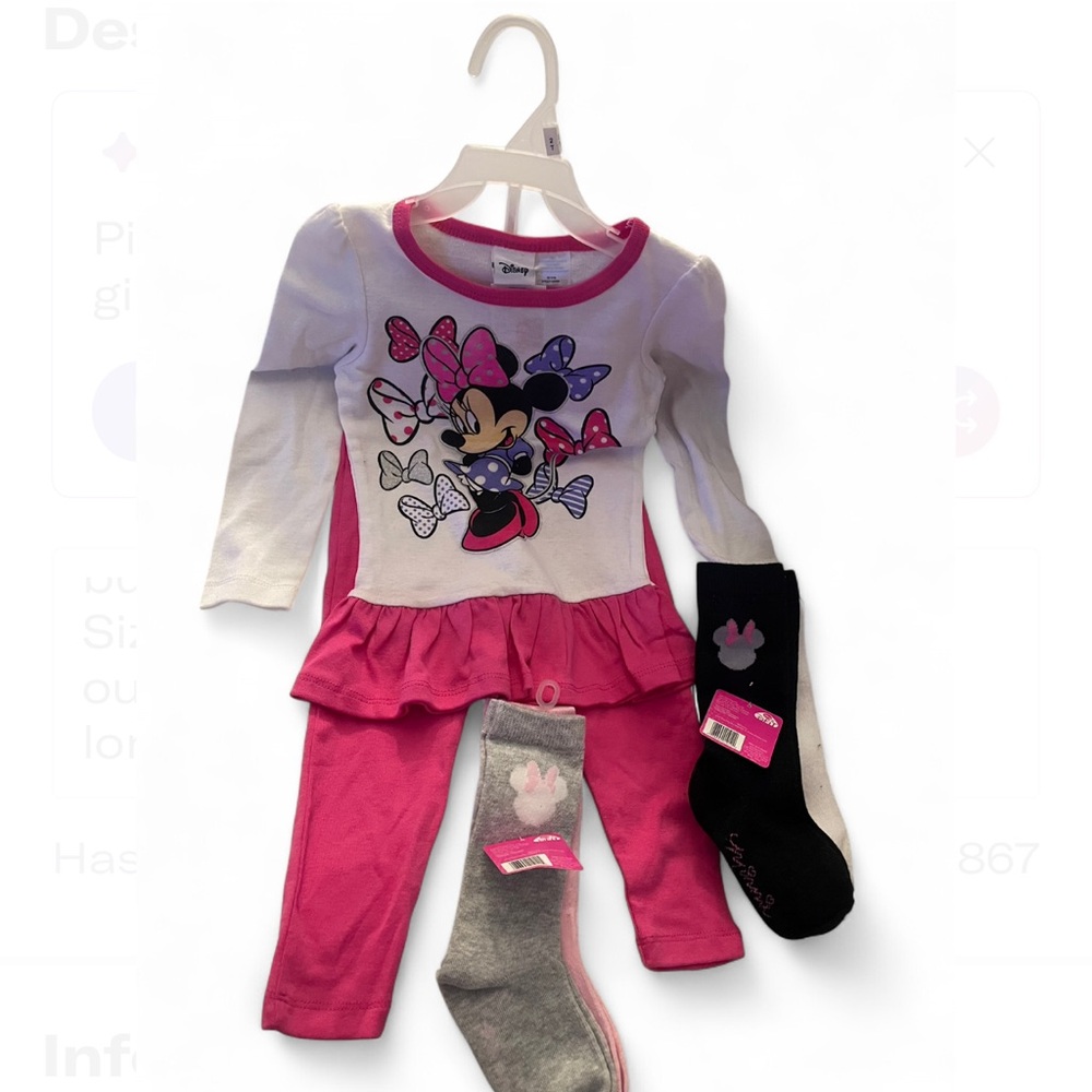 Disney Minnie Mouse Pink and White Outfit Set